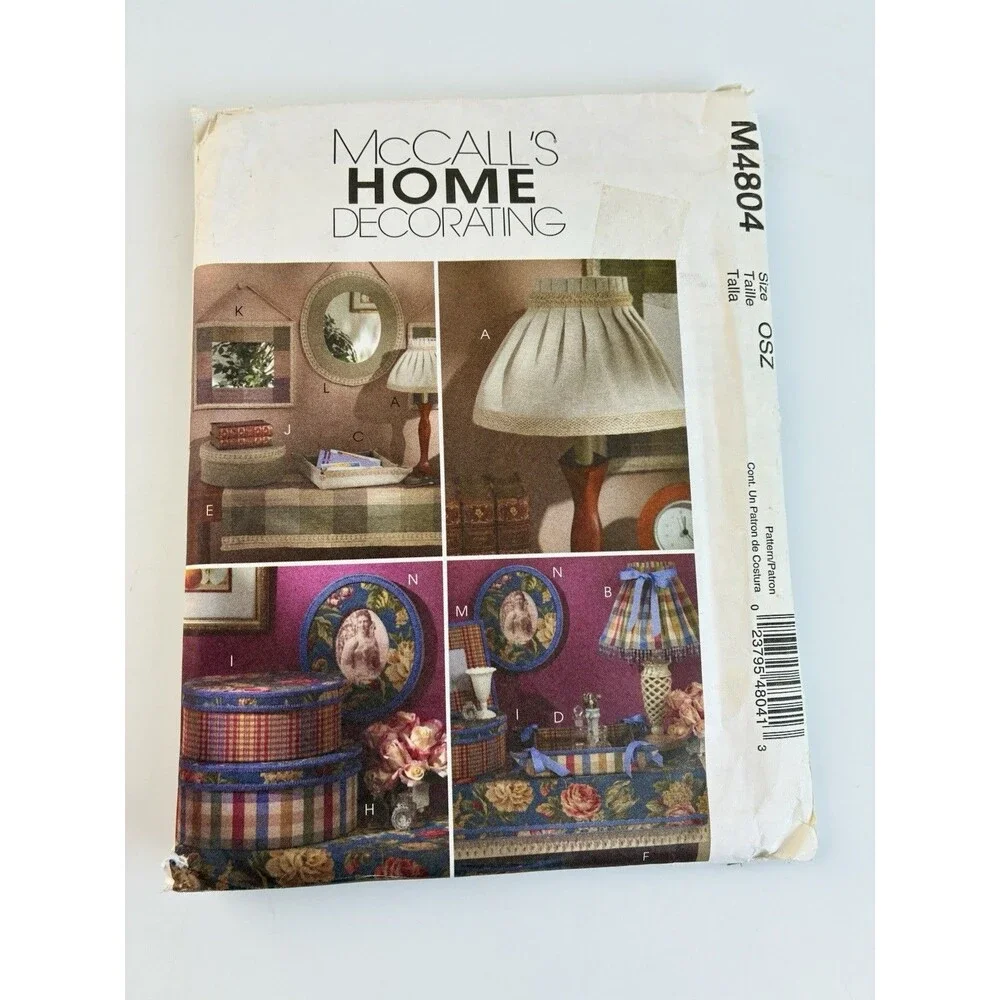 Lampshade Table Runner Book Cover Frames Hat Box Uncut Pattern M4804 Vtg Decor